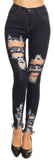Vibrant de la Mujer Juniors High Rise Jeans W Heavy Distressing
