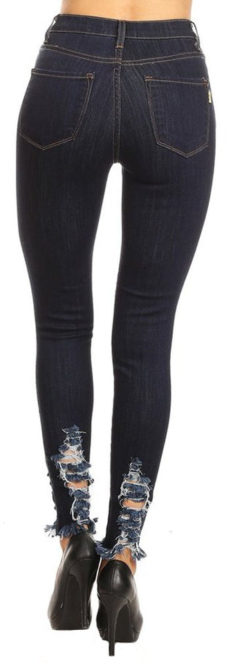 Vibrant de la Mujer Juniors High Rise Jeans W Heavy Distressing
