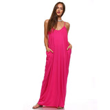Isaac Liev Vestido Largo Suelto Casual con Tirantes Finos y Bolsillos para Mujer