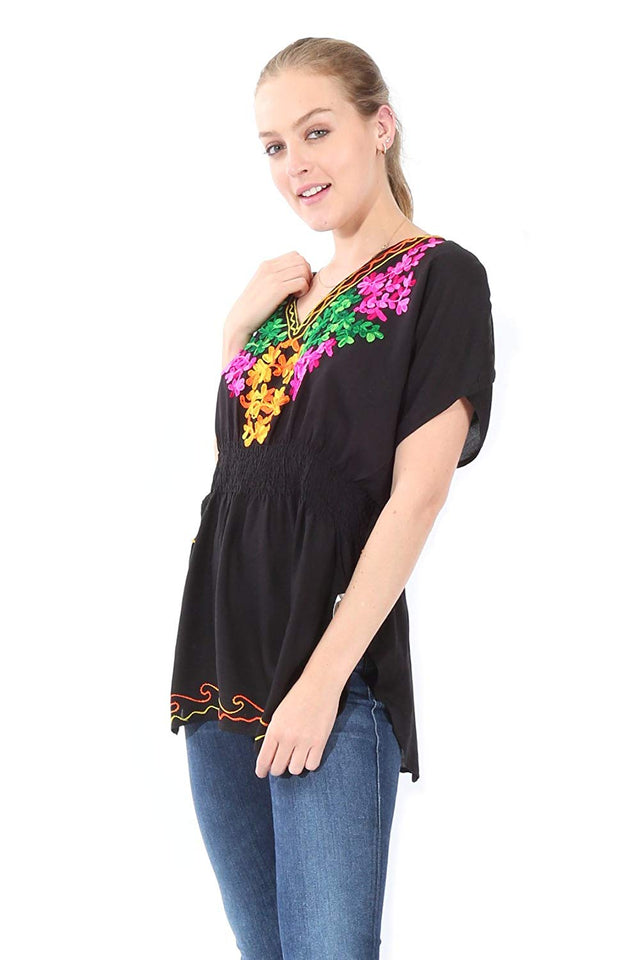 Village Venture Blusa Corre Kaftan Bordada-Primavera/Verano Fresca- Mod 20170K