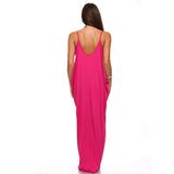 Isaac Liev Vestido Largo Suelto Casual con Tirantes Finos y Bolsillos para Mujer