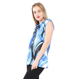 Village Venture Blusa de Satín de Estampado Color Azul- Mod 603/5
