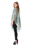 Village Venture Poncho Estampado de Tela Semi Translucida con Botones Unitalla-Mod 2780
