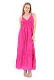 Village Venture Vestido Largo Pequeños Cortes en Tono Fucsia Unitalla -Mod.JF506
