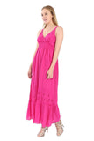 Village Venture Vestido Largo Pequeños Cortes en Tono Fucsia Unitalla -Mod.JF506