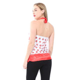 Village Venture Blusa de Satín de Estampado de Flores en Color Rojo- Mod 702/5