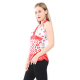 Village Venture Blusa de Satín de Estampado de Flores en Color Rojo- Mod 702/5