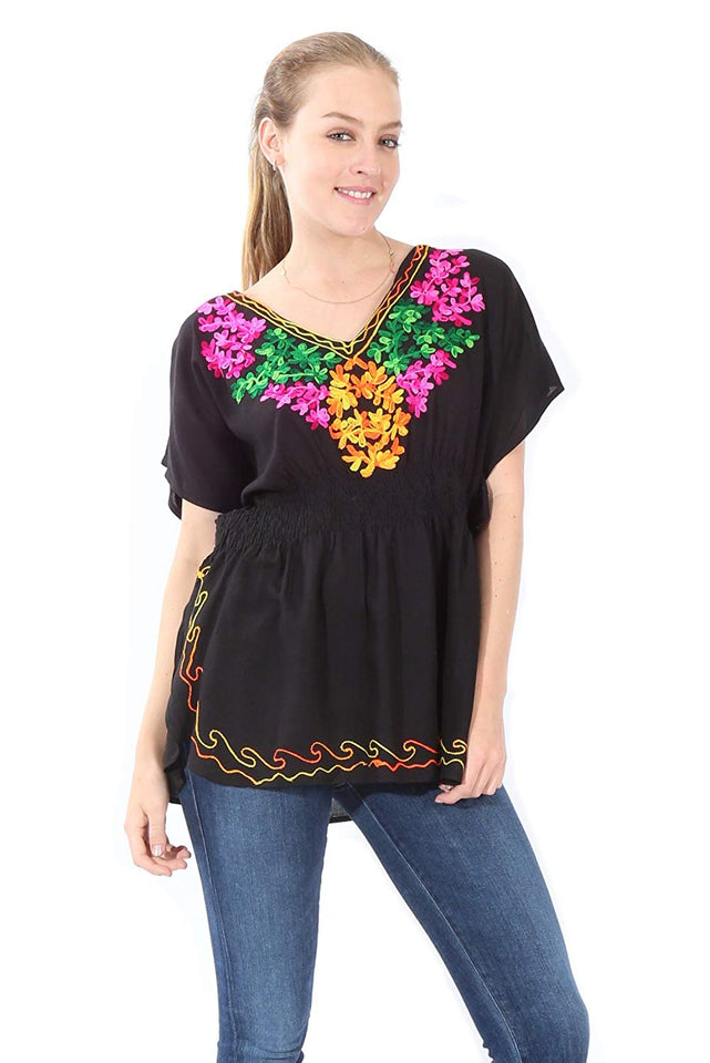 Village Venture Blusa Corre Kaftan Bordada-Primavera/Verano Fresca- Mod 20170K
