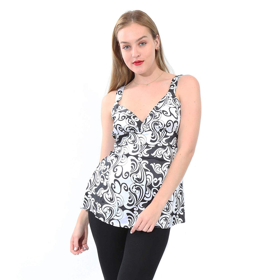 Village Venture Blusa de Satín de Estampado Bicolor - Mod 207/5
