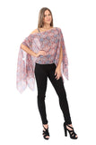 Village Venture Poncho Estampado de Tela Semi Translucida con Botones Unitalla-Mod 2780