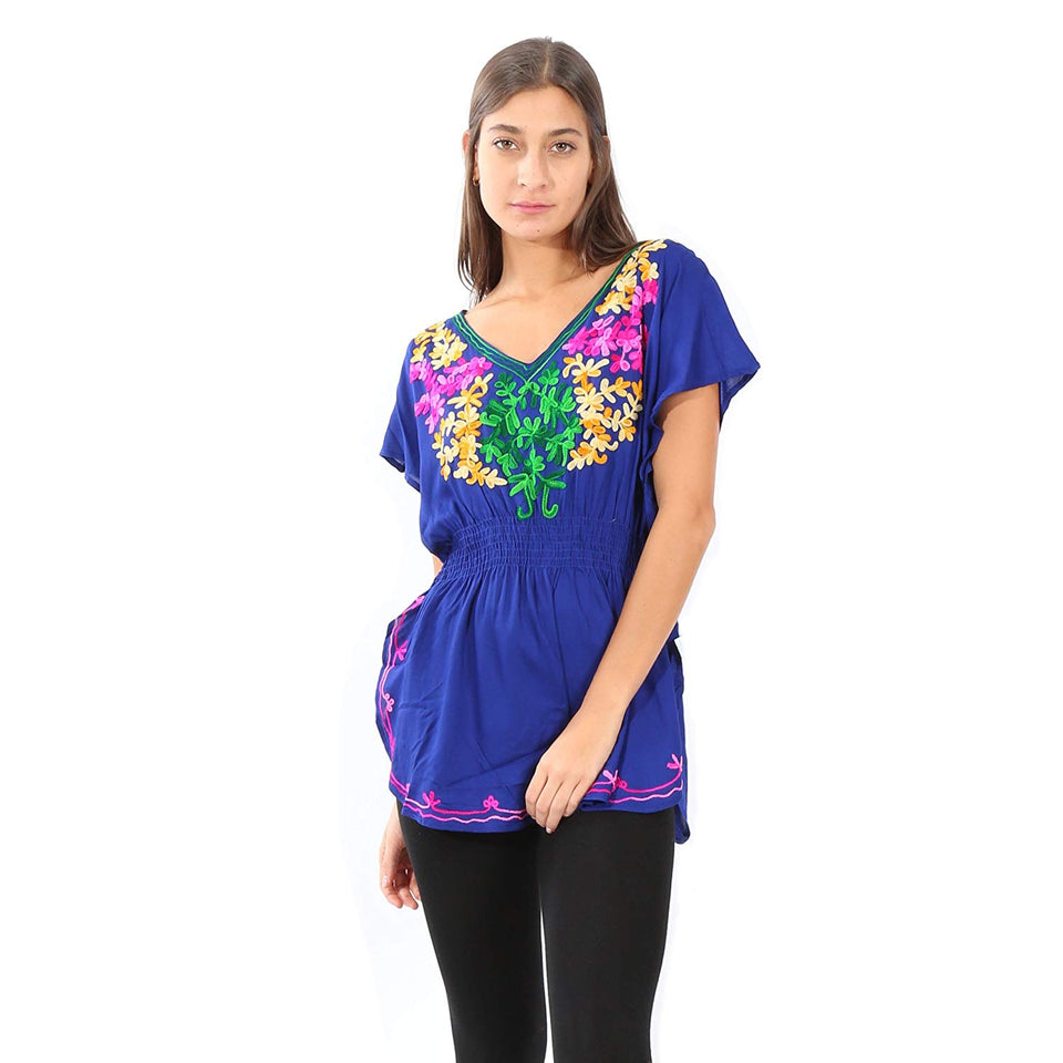 Village Venture Blusa Corre Kaftan Bordada-Primavera/Verano Fresca- Mod 20170K