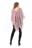 Village Venture Poncho Estampado de Tela Semi Translucida con Botones Unitalla-Mod 2780