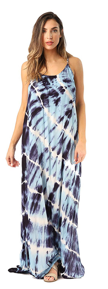 Riviera Sol Tie Dye Spaghetti Strap Maxi Vestido